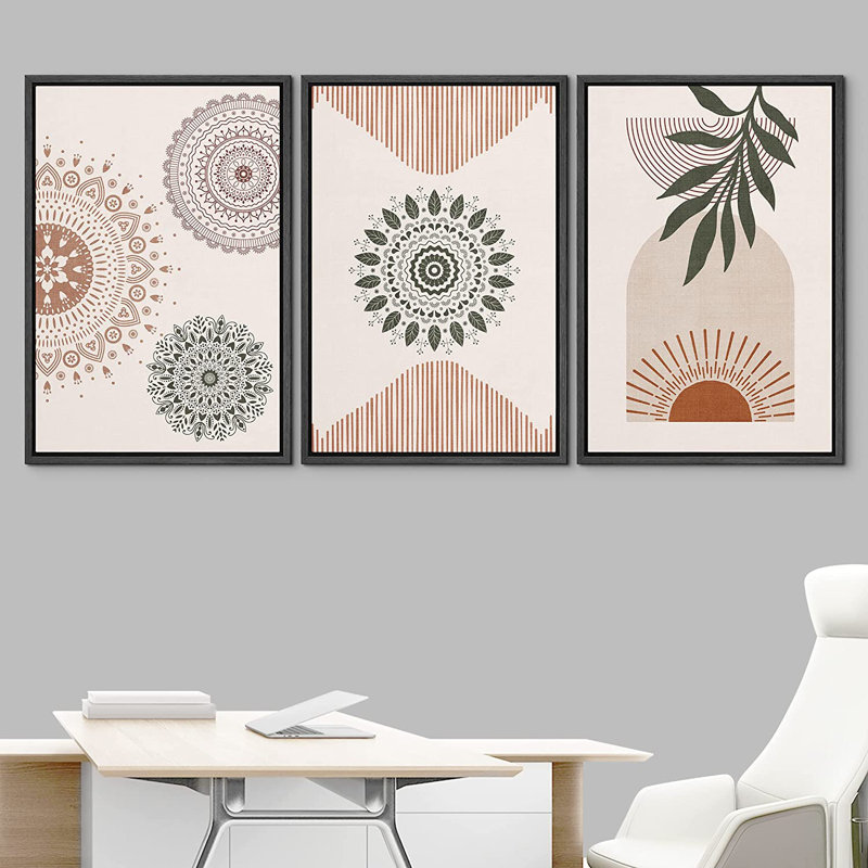 Mid Century Modern Boho, H 24 po x l 48 po, Noir