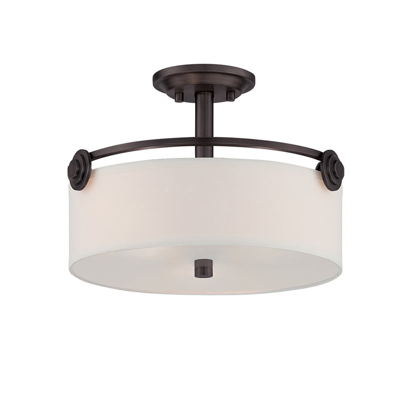 Manningtree Glass Semi Flush Mount, Old English Bronze