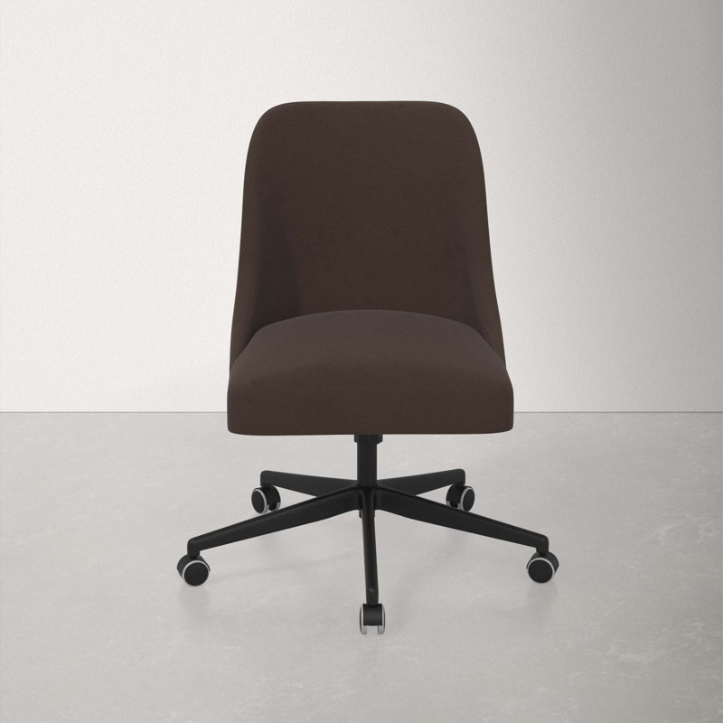 Chaise de bureau Acosta, Velours chocolat classique
