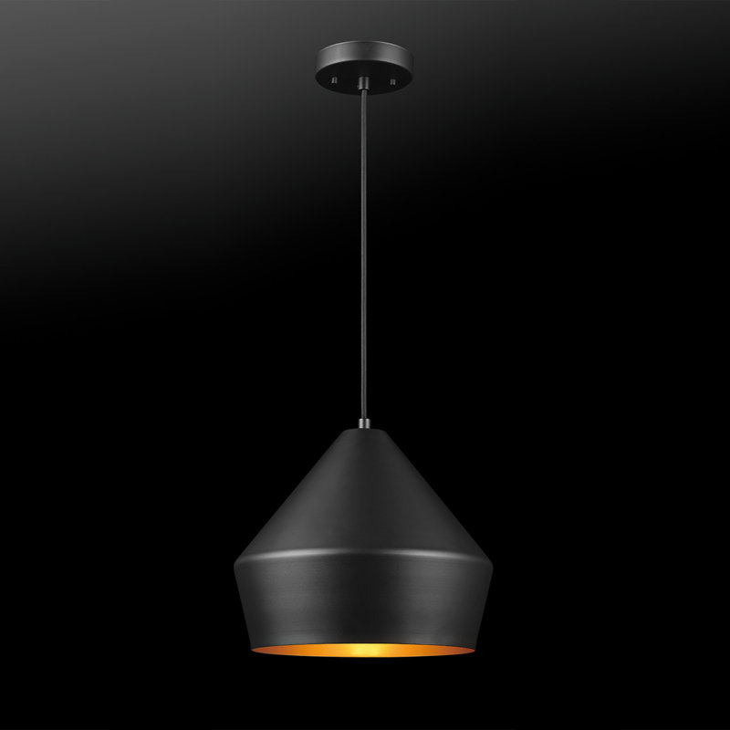 Luminaire suspendu 1 lumière Novogratz X Globe Amara, noir mat, intérieur doré
