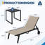 Ensemble de 3 chaises longues de patio avec table d'appoint, dossier réglable à 5 positions, chaises longues à roulettes pour la cour, la terrasse, la piscine