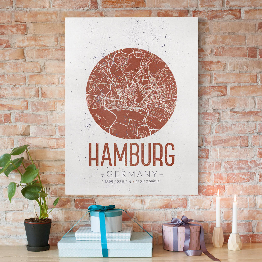 Leinwandbild Stadtplan Hamburg - Retro