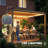 Louvered Pergola with Solar LED lights, 10' x 10' Outdoor Pergola Metal Patio Hardtop Gazebo with Adjustable Metal Louvered Roof, Drainage Gutters, Handle for Deck, Brown