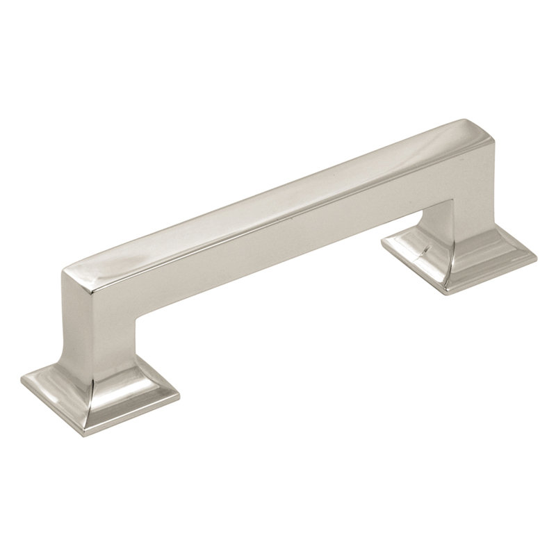 Poignée Studio Collection - Poignée d'armoire de 3 3/4 po nickel poli - Quincaillerie transitionnelle pour tiroirs et armoires
