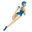 Figurine en résine peinte à la main, style pin-up rétro côtier, à pois bleu Égée, 33,7 cm de large