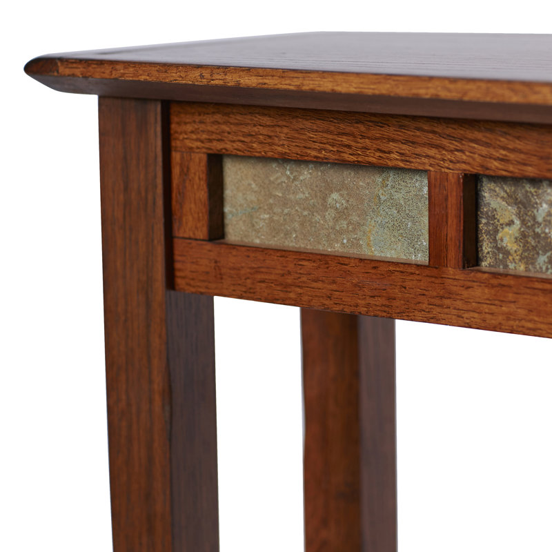 Oak and Slate Solid Wood Tile Recliner Wedge Table in Rustic Oak