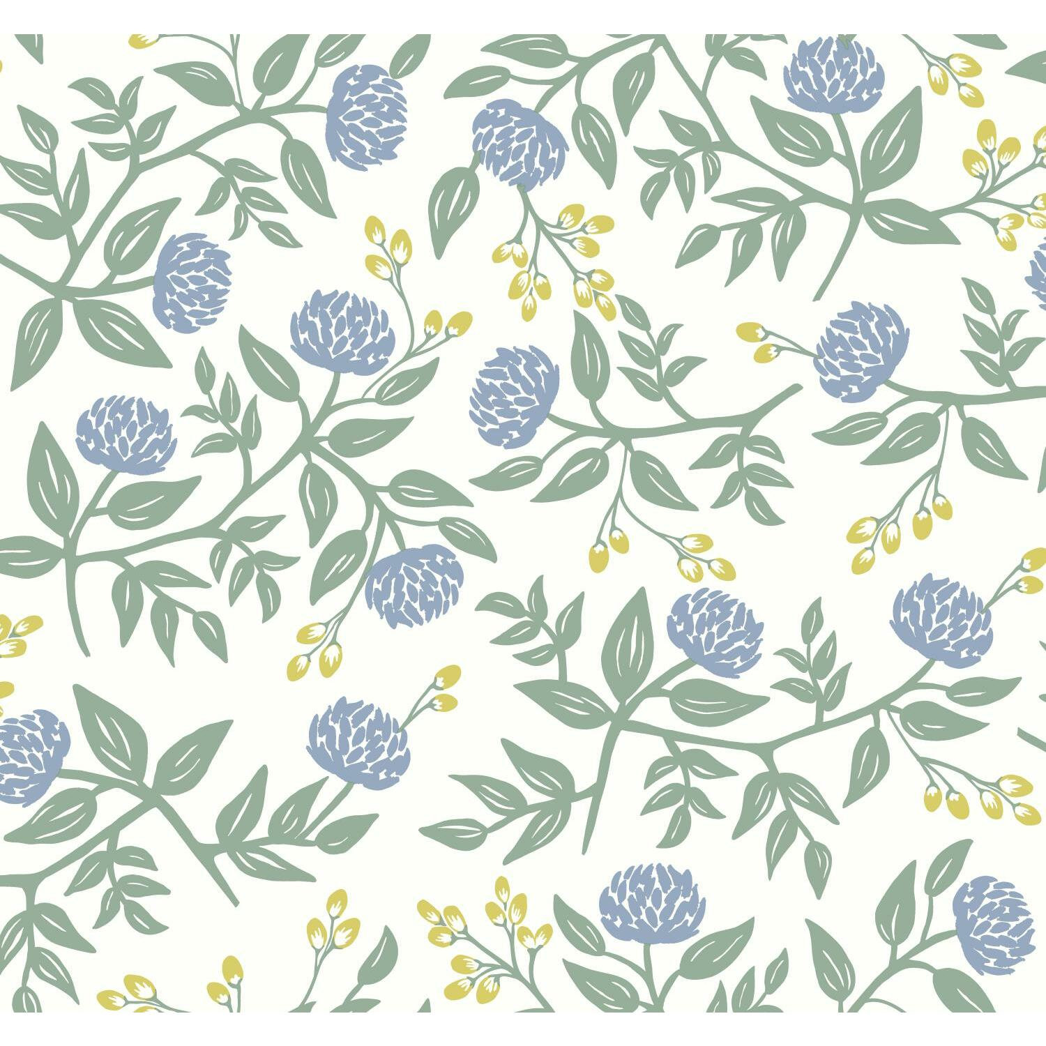 Peonies Wallpaper Roll, Green/Ivory