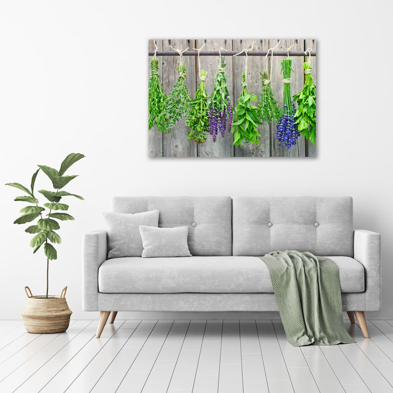 Herbs On A String - No Frame Print on Glass