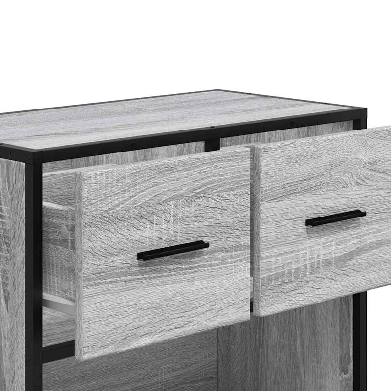 60cm W Metal Bedside Table, Grey Sonoma