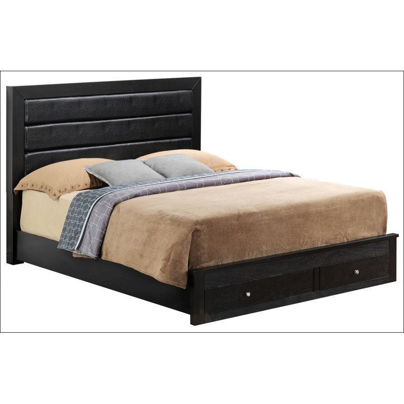 Sleek Transitional Black Storage Bed, Full