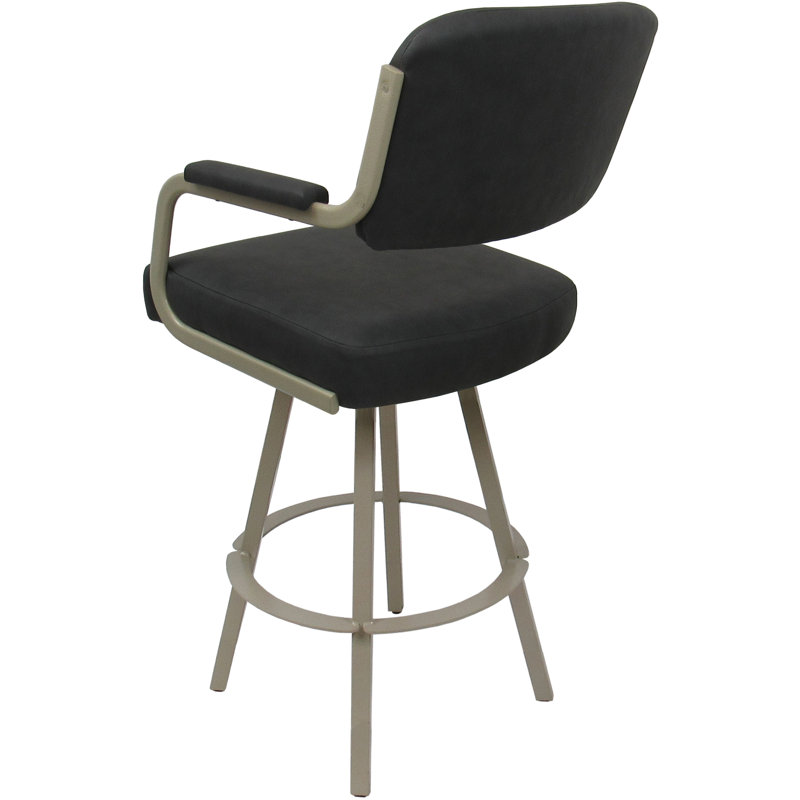 Kambria Swivel Metal Extra Tall Bar Stool 34" Seat On Warren Base, Gray Viny