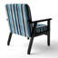 Élégant motif à rayures bleu et blanc - Fauteuil rembourré moderne et contemporain