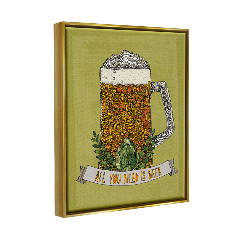 «All You Need Is Beer» par Valentina Harper, art textuel sur toile, H 21 po x l 17 po x P 1,7 po
