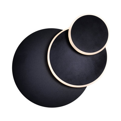 9-Inch Integrated LED Circle Trio Wall Sconce – Matte Black Finish, Ideal for Hallways, Bedrooms, and Living Rooms