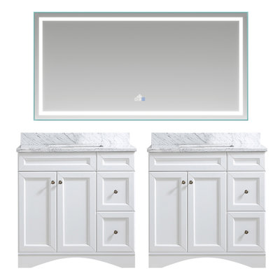 36 " W Freestanding Standard 2 Double With Carrara Marble Top with Mirror