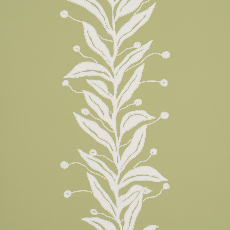 Schumacher x Marian Mcevoy Tendril Stripe Wallpaper, Olive