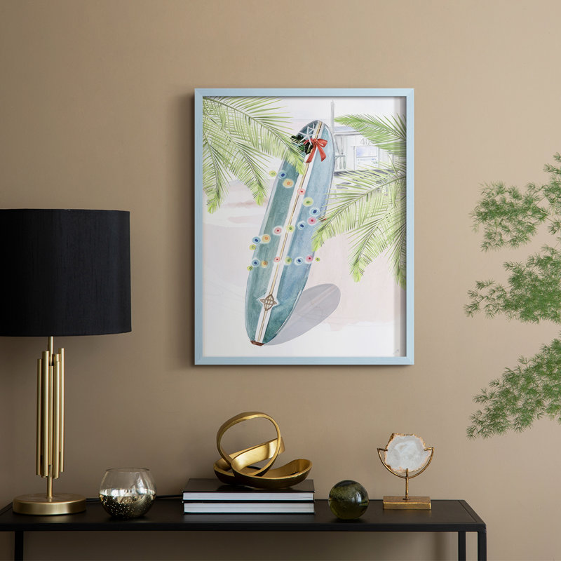 «So Cali Christmas Collection B», reproduction encadrée - bois massif, Bleu, H 15 po x l 12 po
