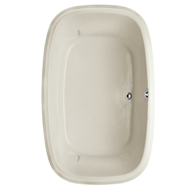 Sylvia 60'' L Air Bathtub, Biscuit, Polished Brass