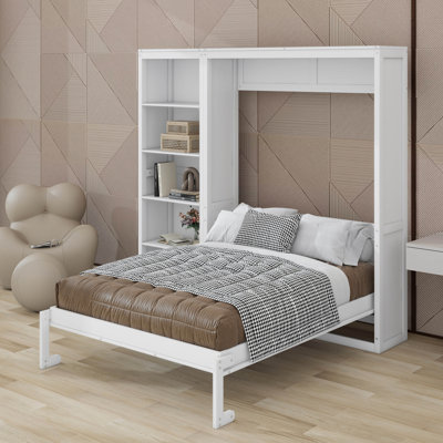Grand lit escamotable avec tablettes
