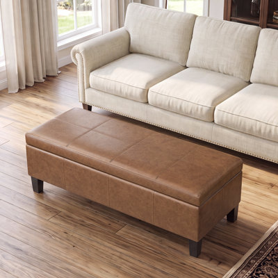 41" Wide Faux Leather Upholstered Storage Ottoman Bench