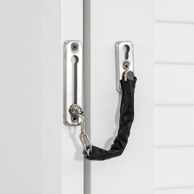 Grand lit, blanc, lit peu encombrant, décoration à persiennes, pin et bois massif