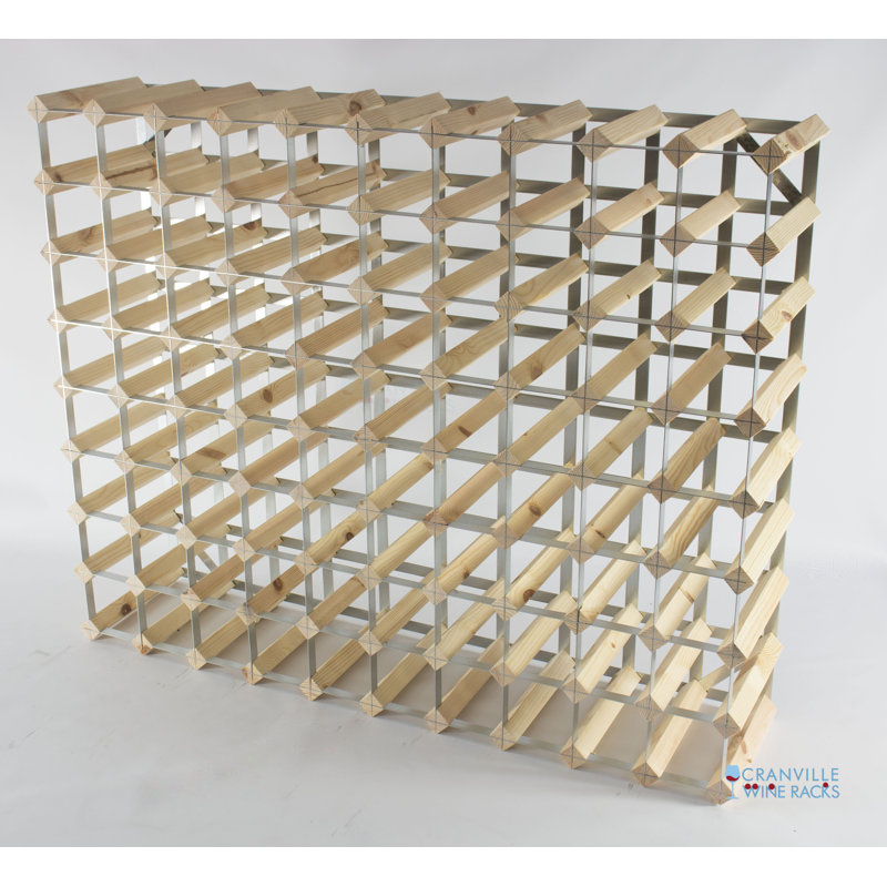 Ombret 90 Bottle Floor Wine Bottle Rack, Pine