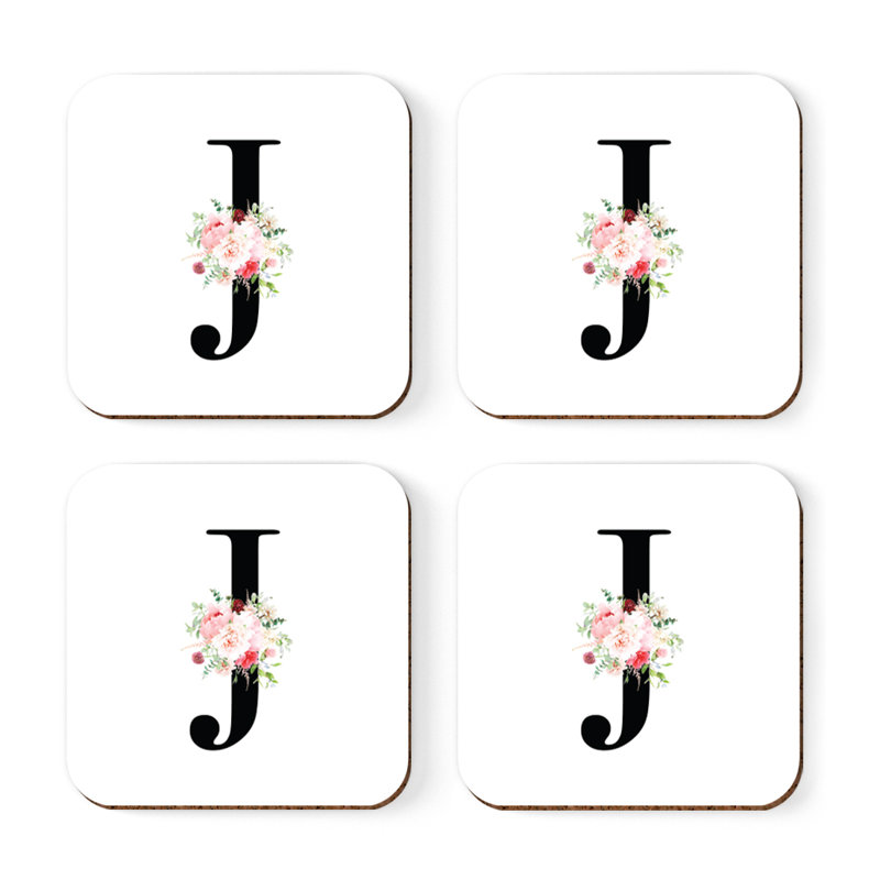 Sous-verre à motif floral rosé, J
