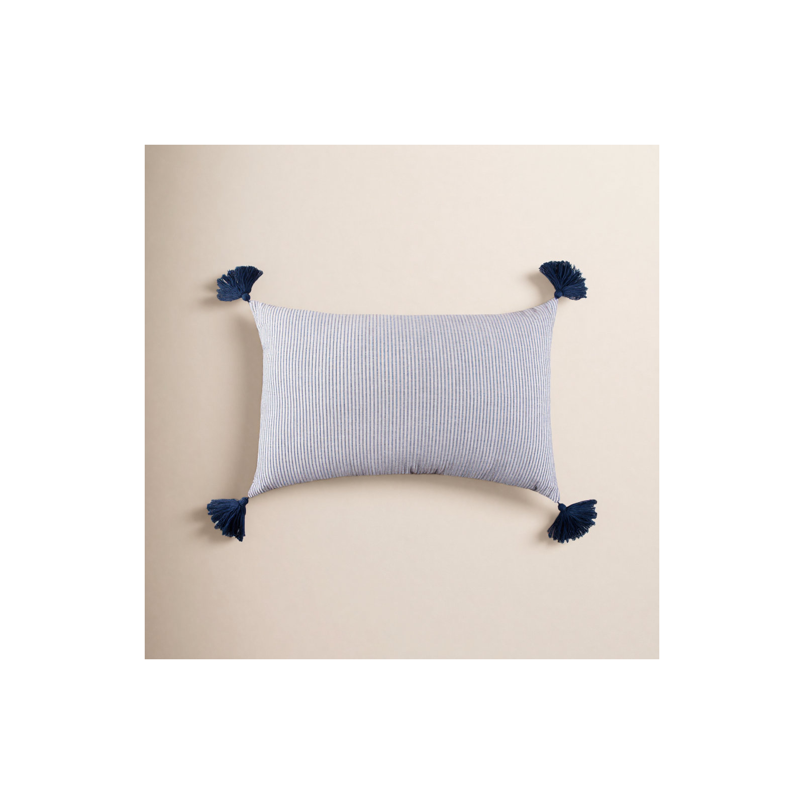 Fairlee Cotton Striped Lumbar Pillow, Navy