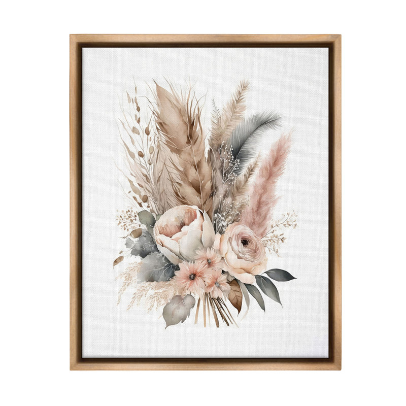 «Boho Feather Bouquet Floater Frame» par LSR Design Studio sur, H 21 po x l 17 po, Cadre flottant orme Montalcino