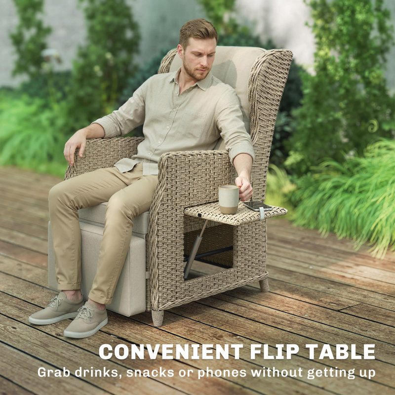 Outdoor Lounge Chair, Beige, Khaki