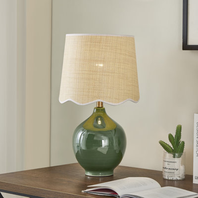 21" Ceramic Table Lamp With Oatmeal Shade