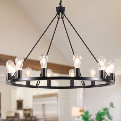 Hatsumi 12 - Light Wagon Wheel Chandelier