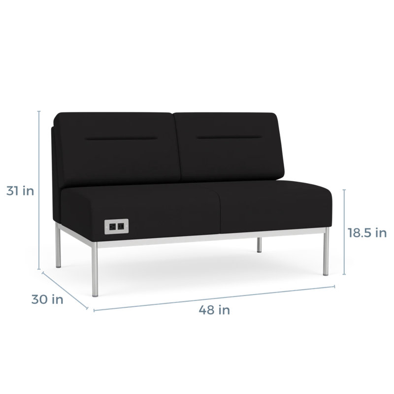 Causeuse Darsey, Argent argent, Visite libre noire, Avec alimentation