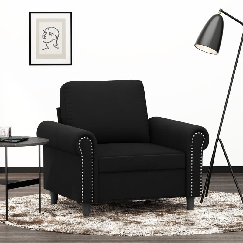 Fauteuil rembourré Kurucz, 100 % polyester noir