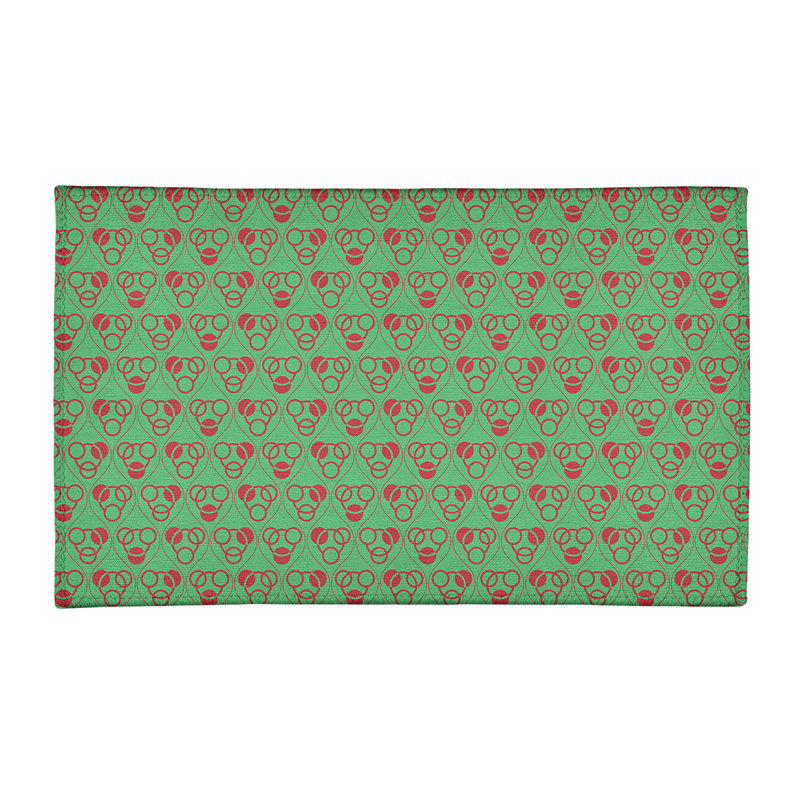 Tapis de zone rouge/vert fait main géométrique, Rectangle 4 pi x 6 pi