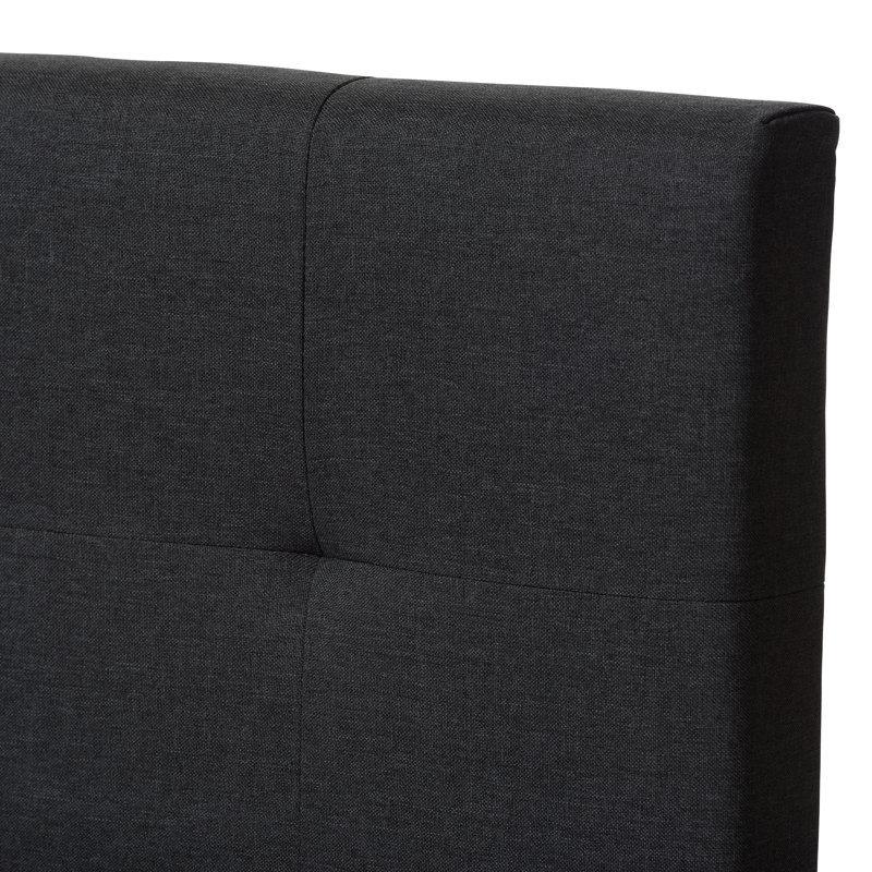 Upholstered Platform Bed, Charcoal Gray