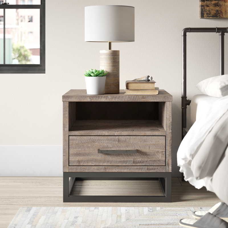 Bezout Solid Wood End Table with Storage, 24" H x 24" W