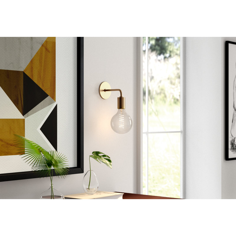 Aged Brass Single Light Dimmable Metal Sconce
