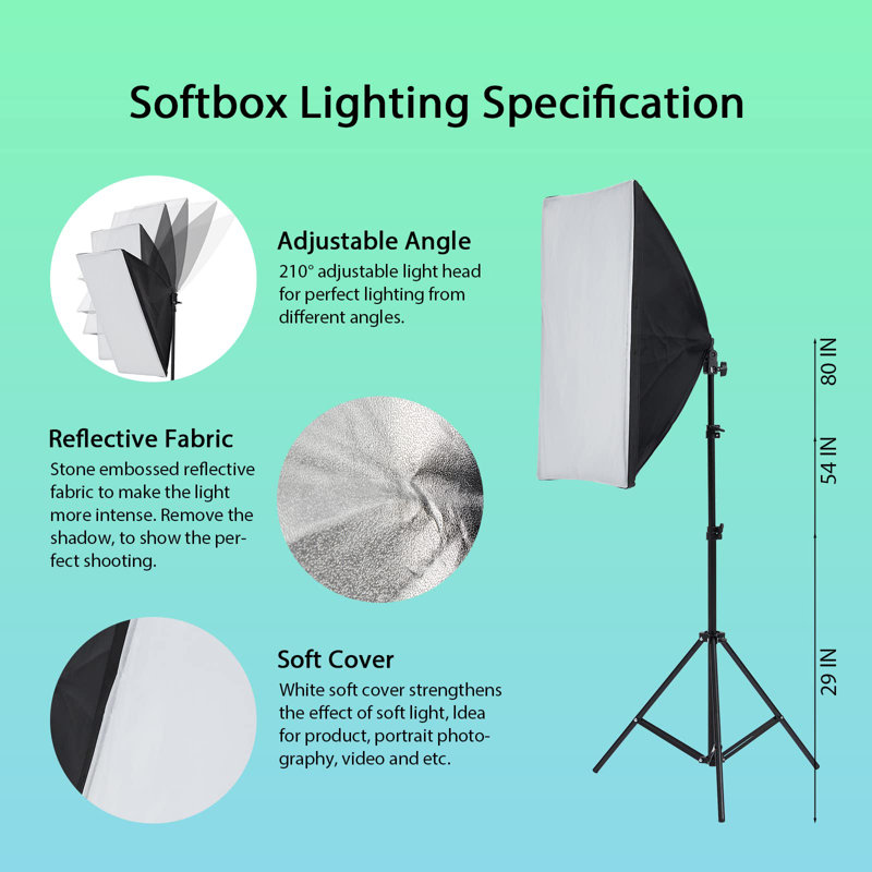 Ensemble d'éclairage photographique complet - support de fond de 8,5 x 10 pi, boîte à lumière DEL 45 W / 85 W 5500 K, éclairage continu de parasol, 5 trépieds, ensemble de studio pour photo et vidéo - comprend des fonds