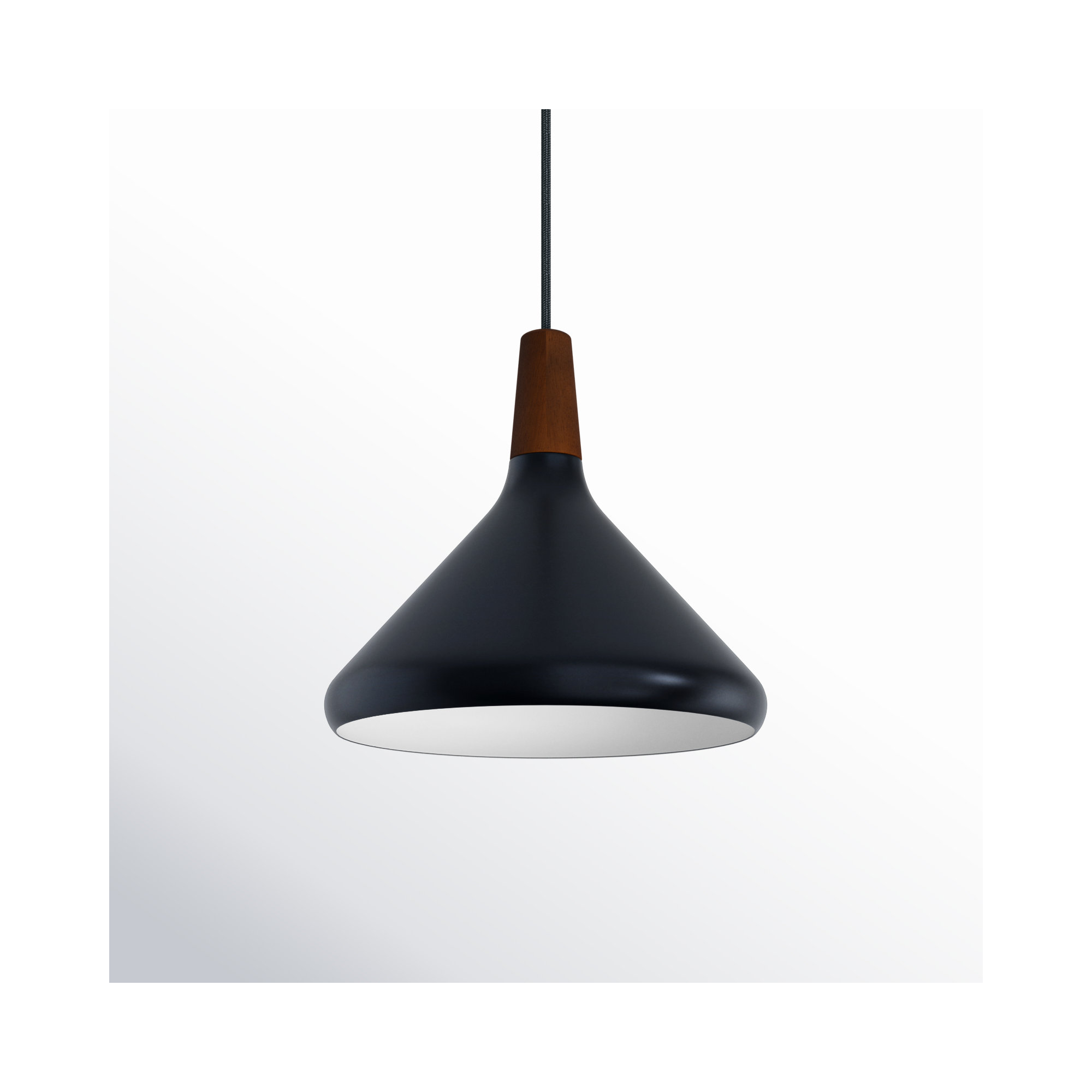 Drew Single Light Metal Dimmable Pendant, 10.5" H x 7" W x 7" D, Walnut/Black