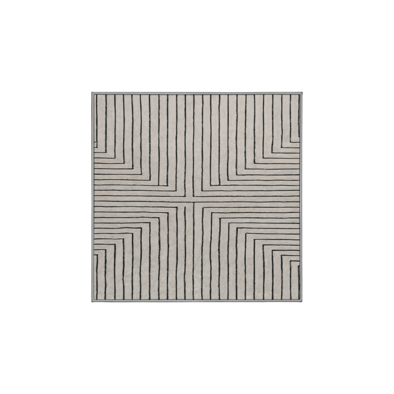 Machine Washable Gray Area Rug, Square 4'