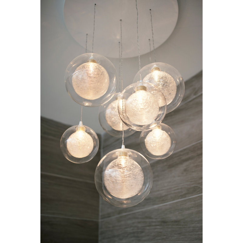 Luminaire suspendu en grappe à 25 lumières, Transparent