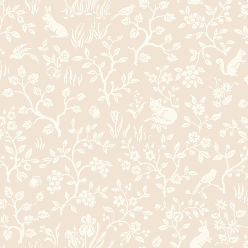 Fox & Hare Wallpaper, Pink
