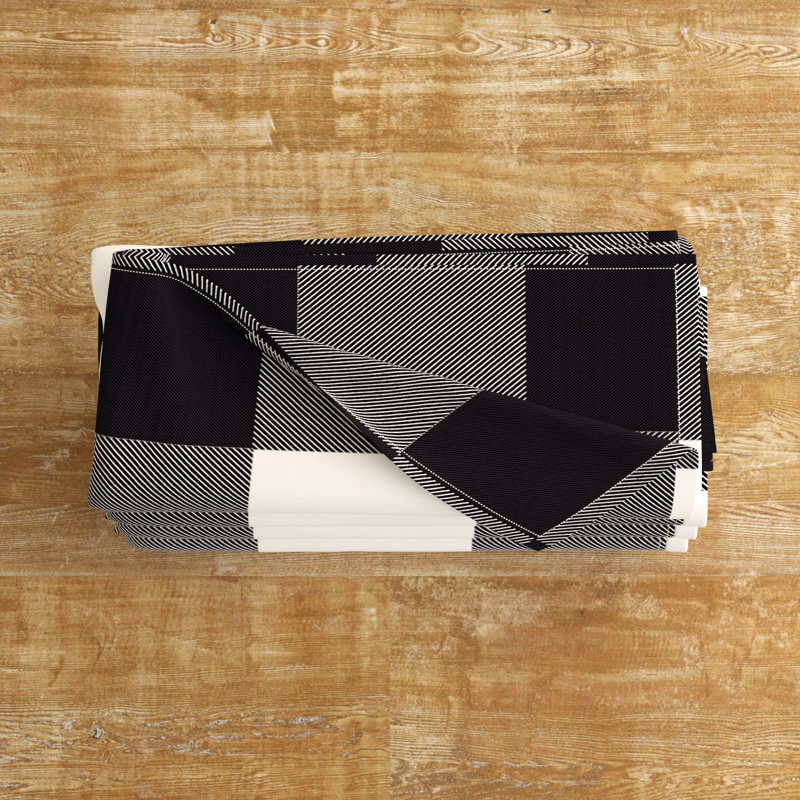 Serviette de table en coton 20 po Dannyell Buffalo, Noir / Gris