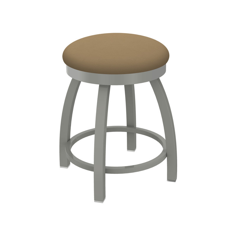 802 Misha Swivel Vanity Stool with Upholstered Seat, Anodized Nickel, Vinyl-Canter Sand