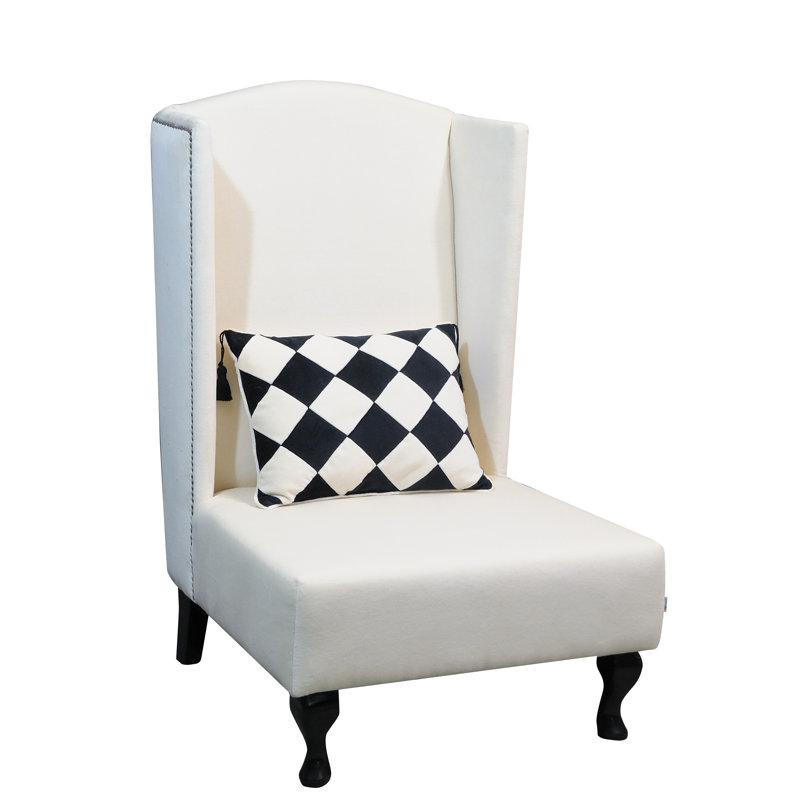Artdeko Velvet Wingback Chair, White
