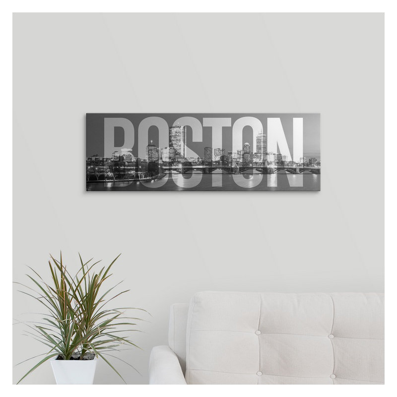 «Boston Skyline, Transparent Overlay», impression, H 12 po x l 36 po x P 1,5 po, Toile