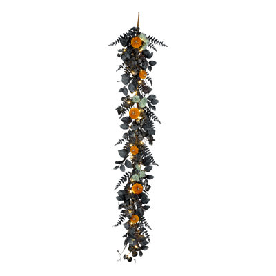 6' Halloween Pumpkin Garland with LED Lights