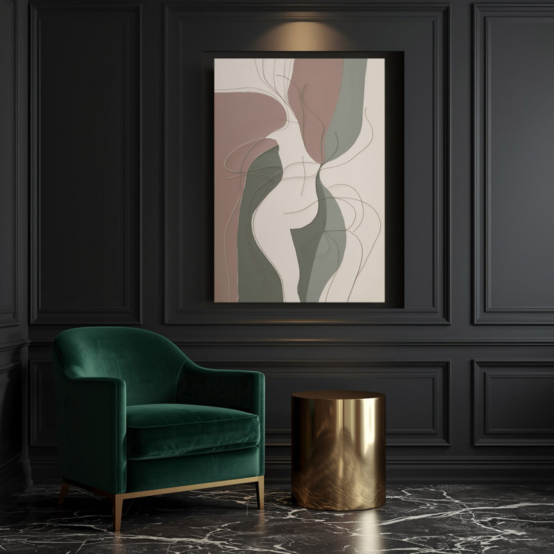 Abstrait art figuratif beige sur toile 63, H 20 po x l 16 po