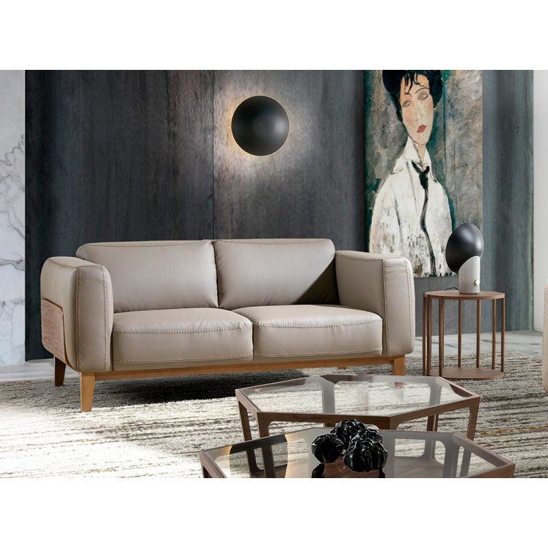  mink leather sofa, 92cm H x 159cm W x 77cm D, 2, Brown